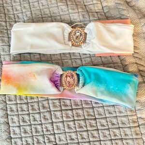 Multicolor and White Headbands with Gem Detail